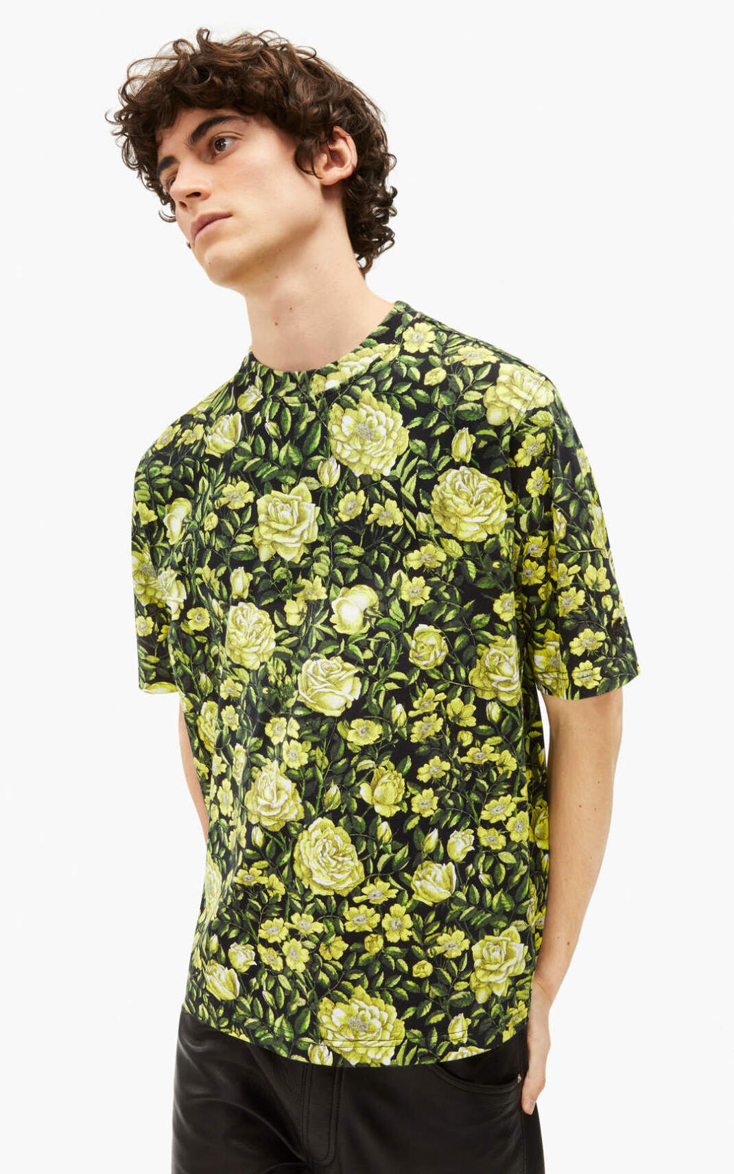 Kenzo Botanical Rose oversize Tシャツ メンズ 黒 - TNGEWX176